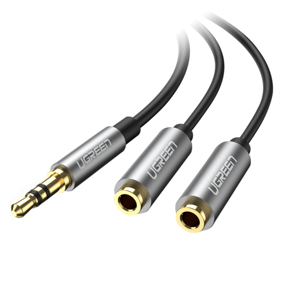 Ugreen 3.5mm AUX Stereo Audio Splitter Cable 20cm for Two Earphone - Black