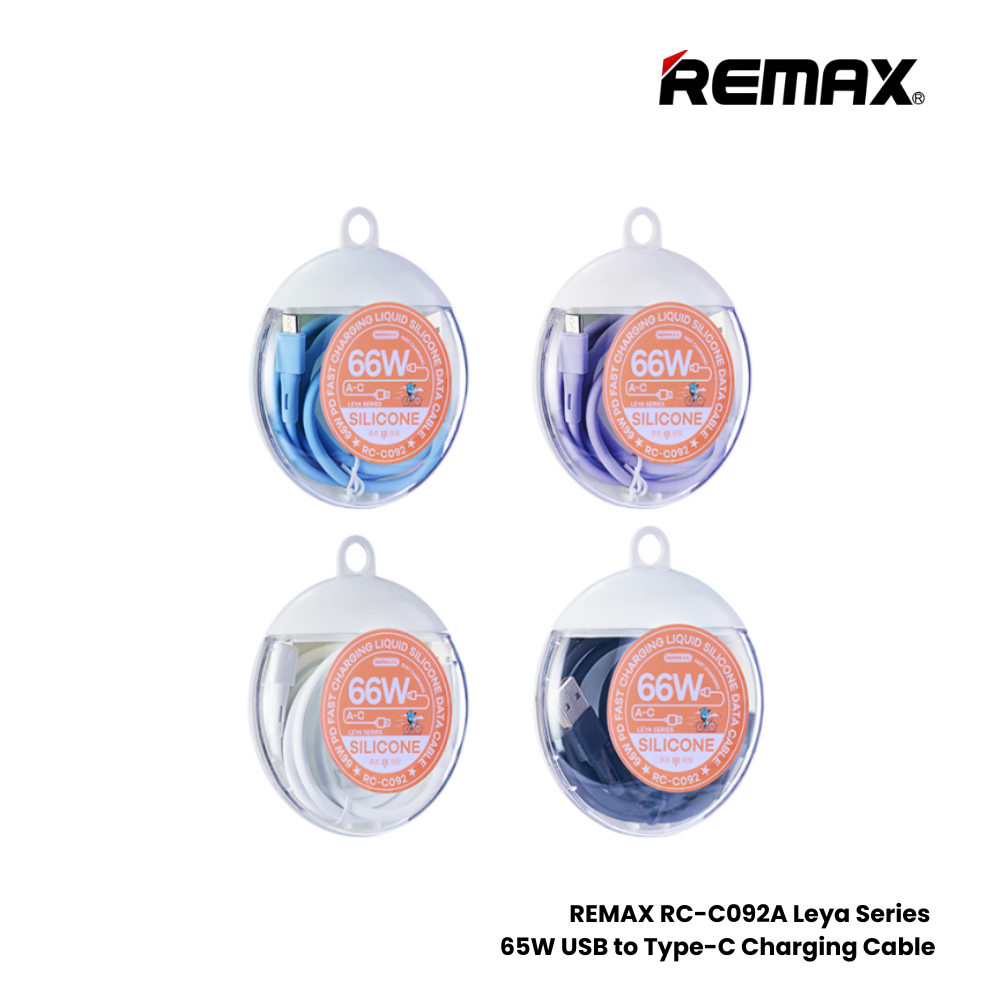 66W ( Type-C )-REMAX RC-092A Leya Series 66W USB to Type-C Fast Charging Data Cables - White