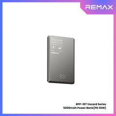 REMAX - RPP-107 Vocard Pro Series 5,000mAh PD Magnetic Wireless Power Bank(PD 20W) - Grey