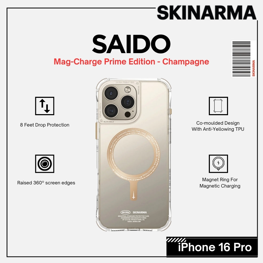 Skinarma iPhone 16 Pro 6.3" Saido Mag-Charge Case - Prime Edition - Champagne