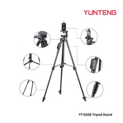YUNTENG - YT-5208 Tripod Phone Stand - Black