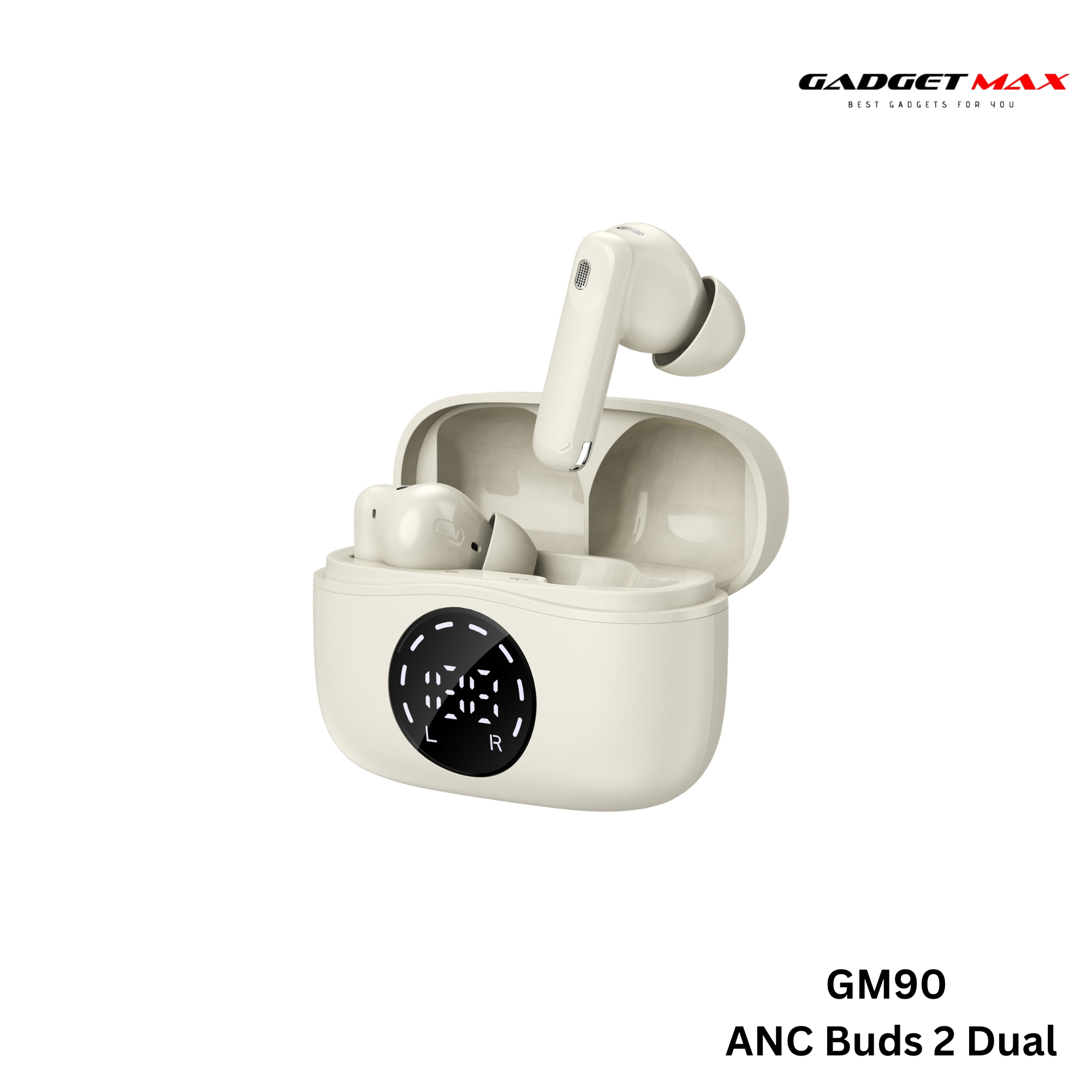 GADGET MAX - GM90 ANC BUD2 Dual ENC Active Noise Cancellation Bluetooth Wireless Earbuds - Beige