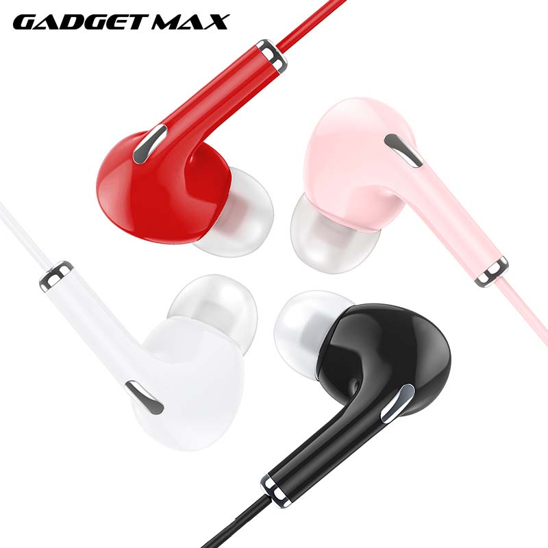 GADGET MAX GM20  3.5MM EARPHONE CONTROL UNIVERSAL EARPHONES WITH MIC (1.2M) - PINK