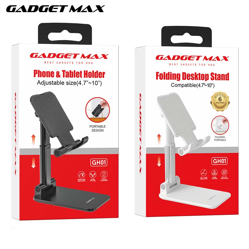 GADGET MAX GH01 PHONE & TABLET HOLDER ADJUSTABLE SIZE (4.7"-10") - WHITE