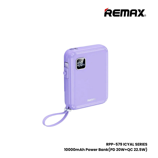 REMAX RPP-579 Icyal Series 10000mAh PD+QC Fast Charging Power Bank(PD 20W+QC 22.5W) - Purple