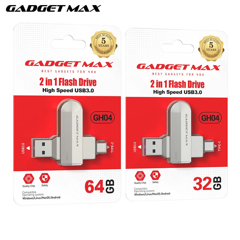 GADGET MAX GH04 (32GB) 2 IN 1 FLASH DRIVE HIGH SPEED USB3.0