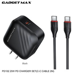 GADGET MAX - PD102 25W PD Type-C Charger Set - Black