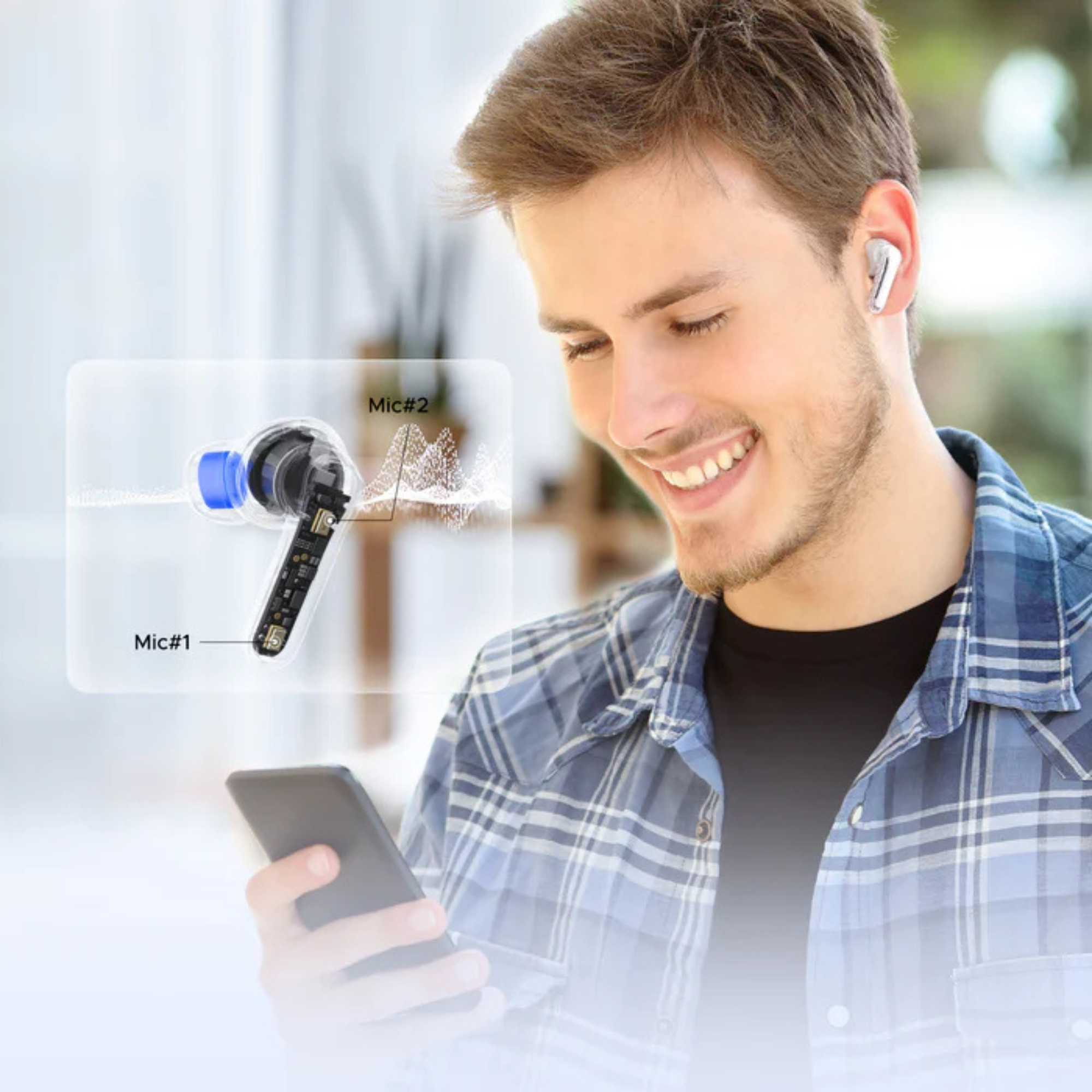 SOUNDPEATS - Clear Bluetooth Wireless Earbuds - Black