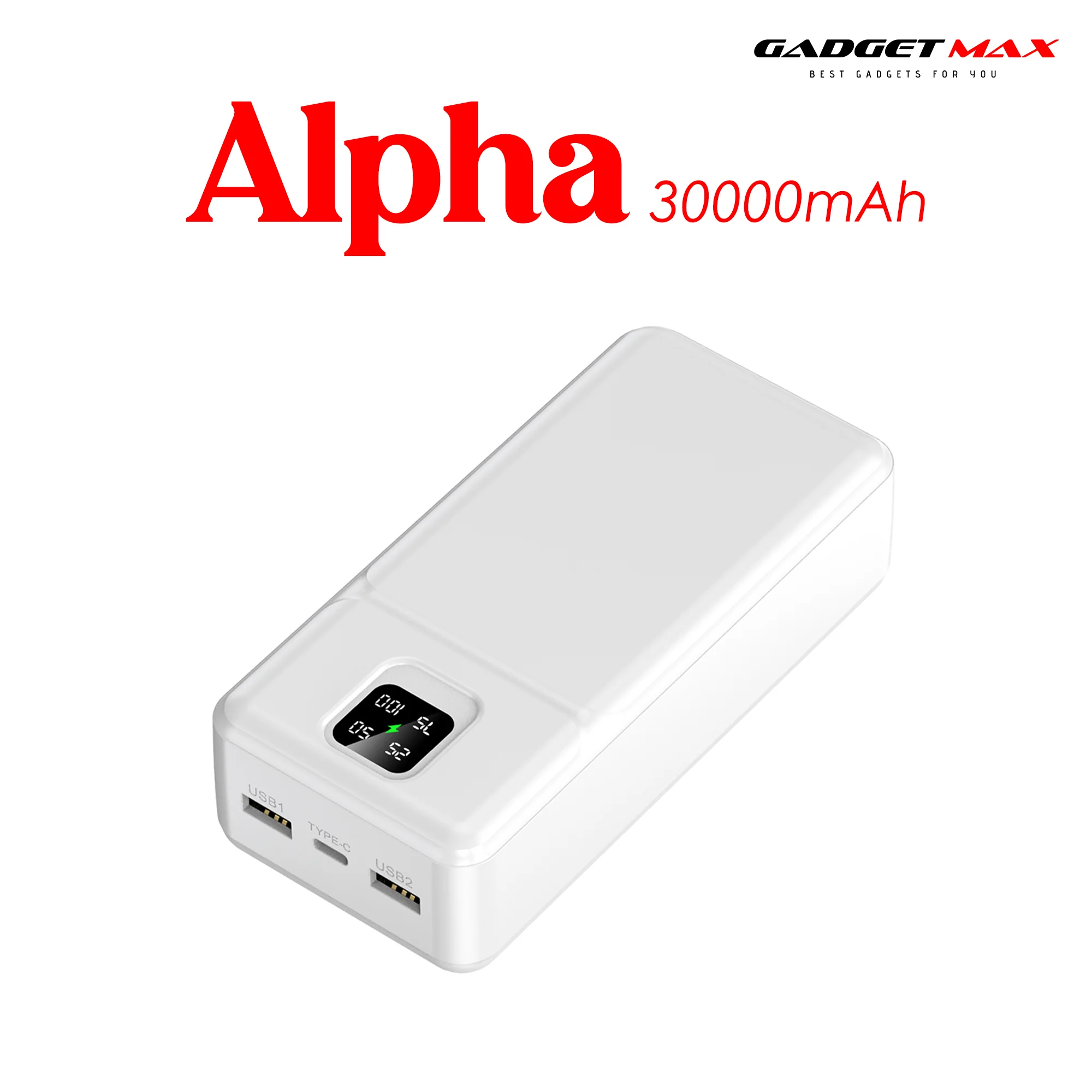 GADGET MAX - GB103 Alpha Series 30000mAh Power Bank - White