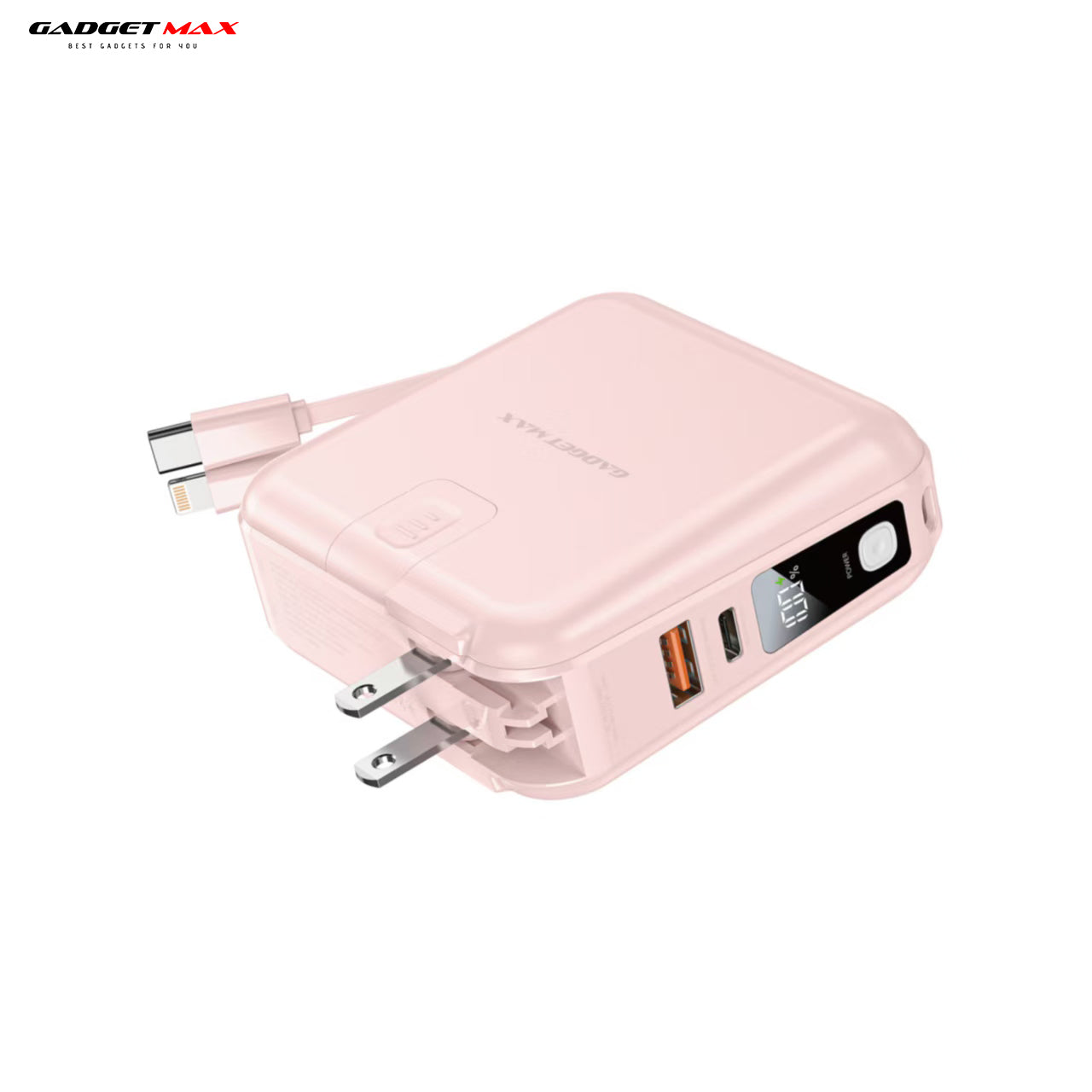 GADGET MAX GB23 AIO Pro Series 15000mAh All-in-One PD+QC Fast Charging Power Bank(PD 20W+QC 22.5W) - Pink
