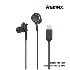 REMAX RM-703A Type-C Wired Earphone - Black