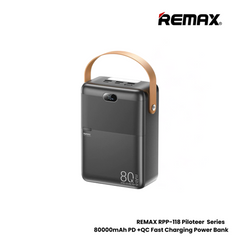 REMAX RPP-118 Piloteer Series 80000mAh PD+QC Fast Charging Power bank (PD 27W+QC 22.5W) - Grey