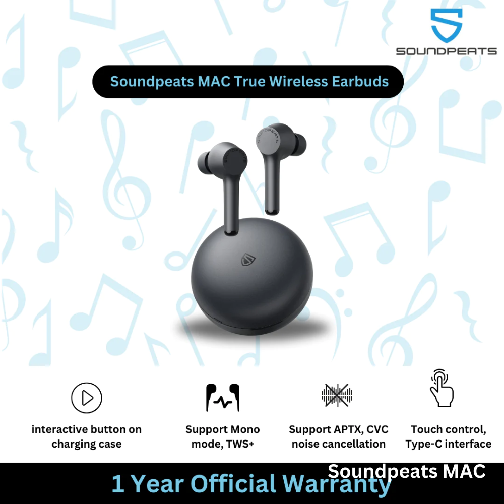 SoundPeats MAC Bluetooth V5.2 True Wireless Earbuds