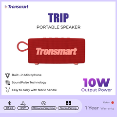 TRONSMART Trip 10W Portable Wireless Bluetooth Outdoor Speaker - Red