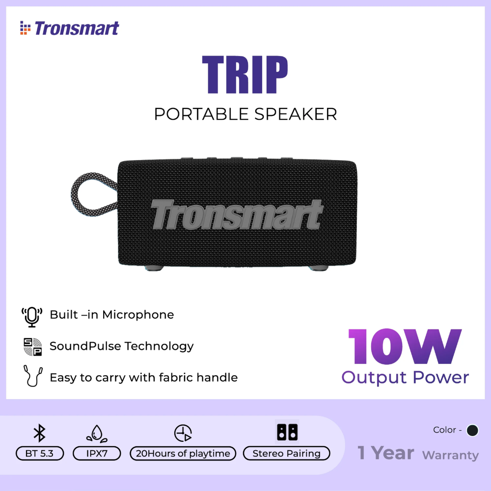 TRONSMART Trip 10W Portable Wireless Bluetooth Outdoor Speaker - Black