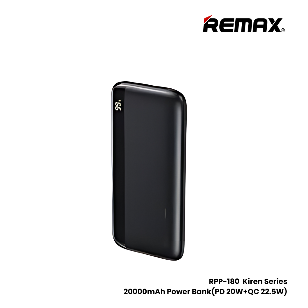 REMAX RPP-180 Kiren Series 20000mAh PD+QC Fast Charging Power Bank(PD 20W+QC 22.5W) - Black