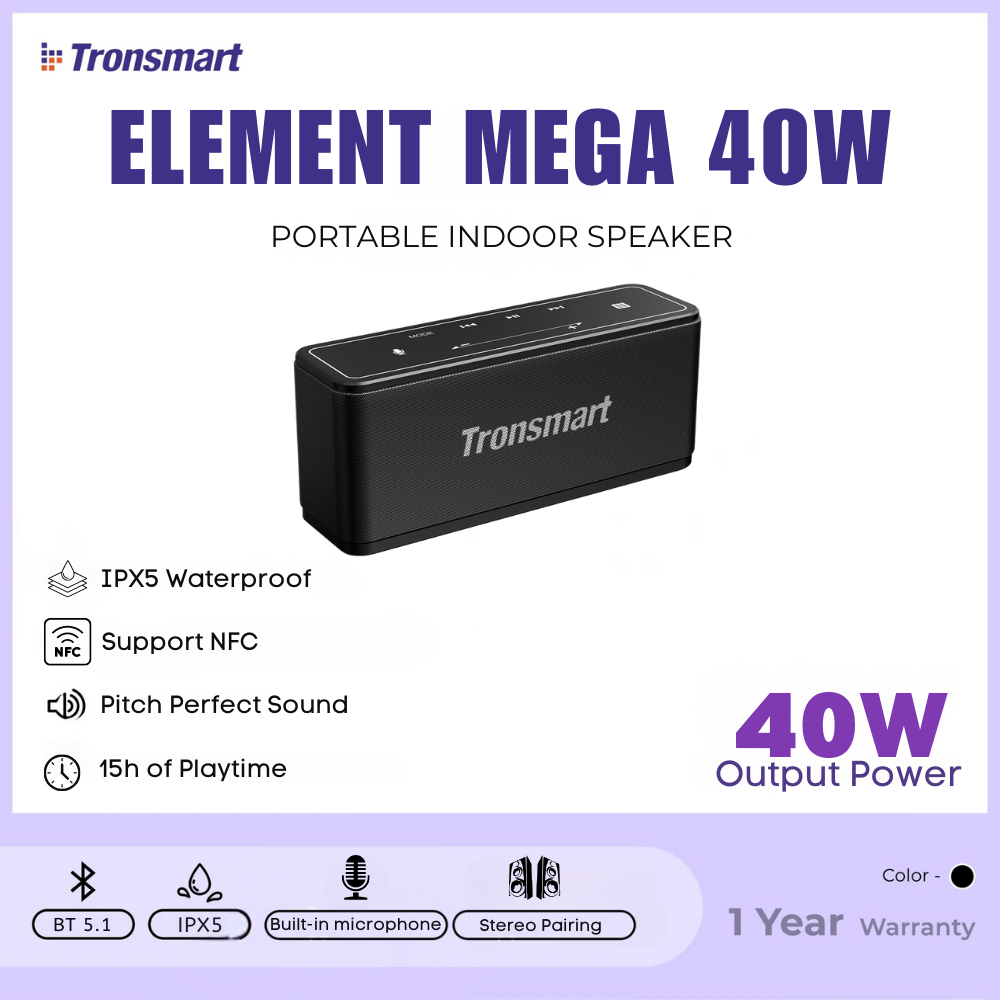 TRONSMART Element Mega 40W Portable Wireless Bluetooth Indoor Speaker - Black