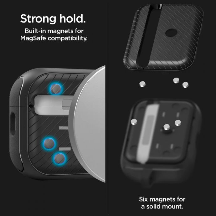 Spigen AirPods Pro (2nd Generation) Mag Armor Series Magsafe Charging - Matt Black