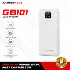 GADGET MAX GB101 Alpha Series 10000mAh Power Bank - White