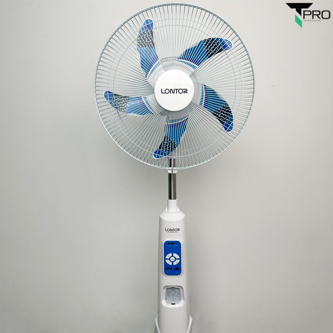 T PRO CTL-CF034R-16C 16" LONTOR RECHARGEABLE STANDING FAN WITH SOLAR CHARGE