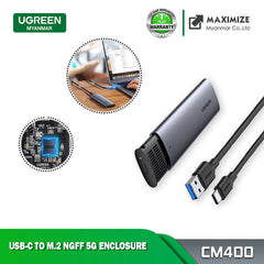 UGREEN CM400 USB-C TO M.2 NEFF 5G SSD ENCLOSURE WITH USB A TO USB C CABLE (50CM) (10903),