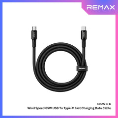 REMAX - CB25 C-C Wind Speed 65W USB To Type-C Fast Charging Data Cable - Black