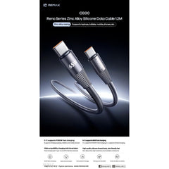 REMAX - CB30 A-C Reynolds 66W USB To Type-C Fast Charging Data Cable (66W) - Black