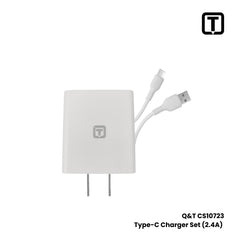Q & T - CS10723 Type-C Charger Set (2.4A) - White