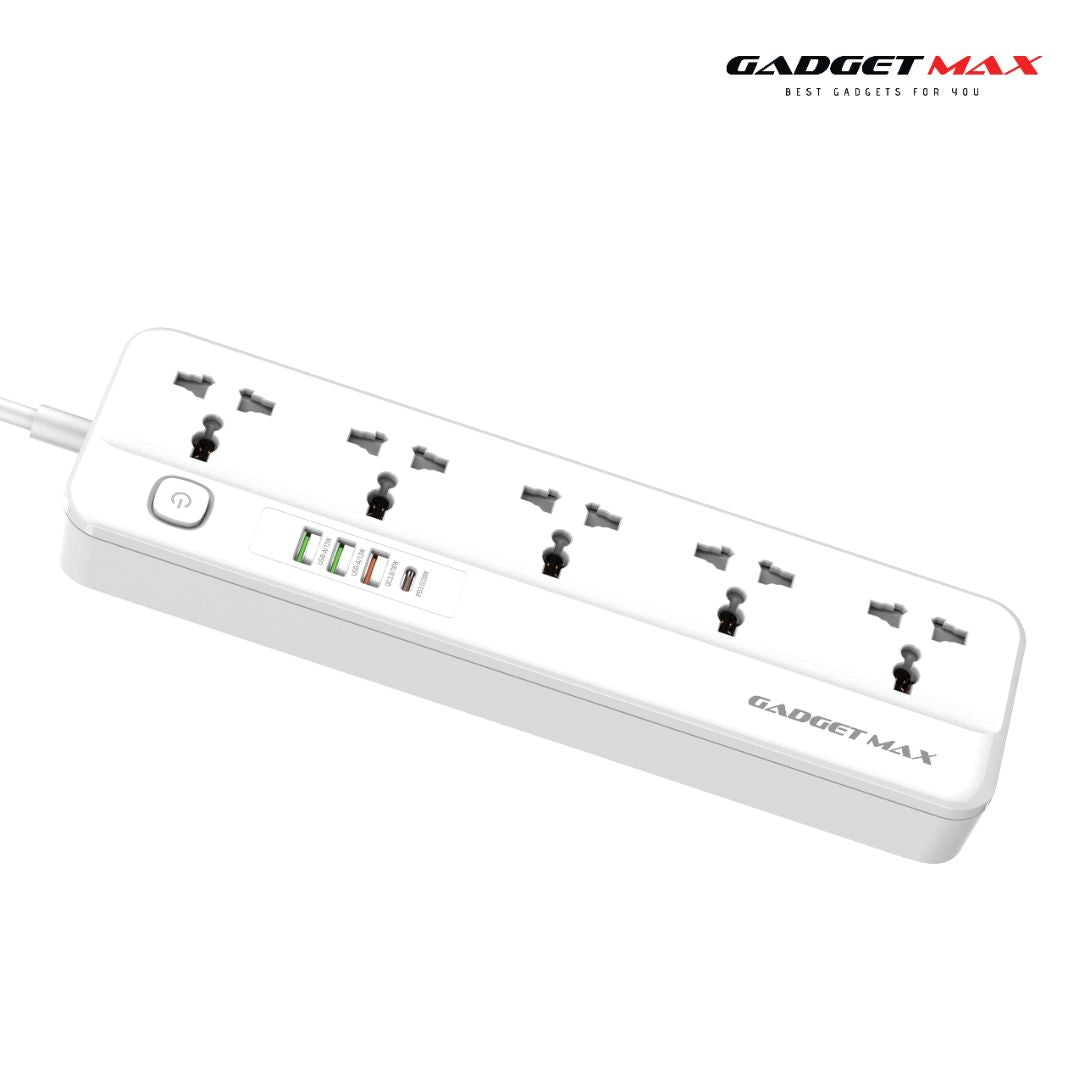 GADGET MAX GMSC04 2500W PD+QC FAST CHARGING 5AC POWER SOCKET WITH 6.5 FEET CABLE LENGTH