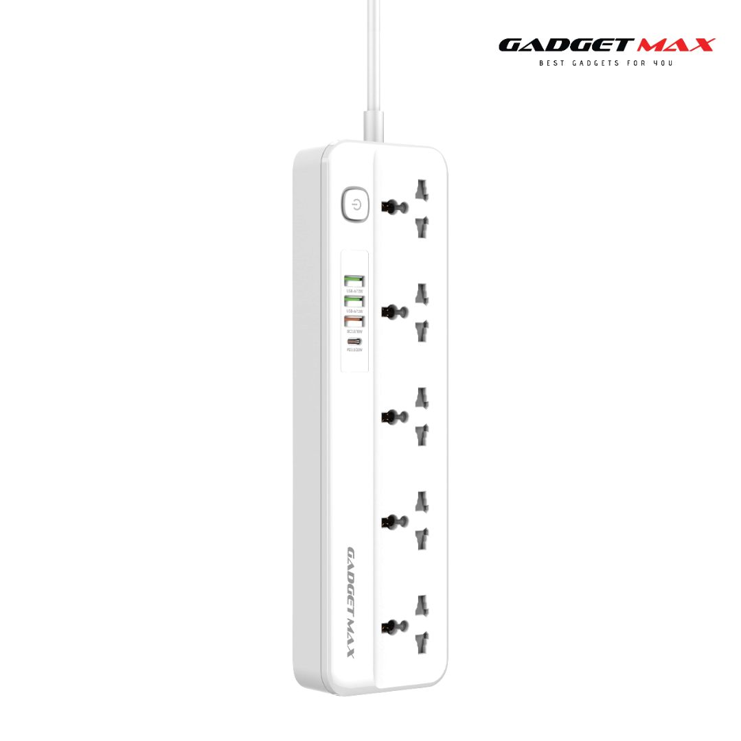 GADGET MAX---GMSC04 2500W PD+QC FAST CHARGING 5AC POWER SOCKET WITH 6.5 FEET CABLE LENGTH
