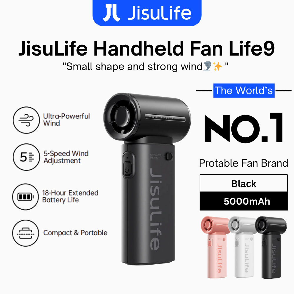 JisuLife - Handheld Fan Life 9 ( 5000mAh ) - Black