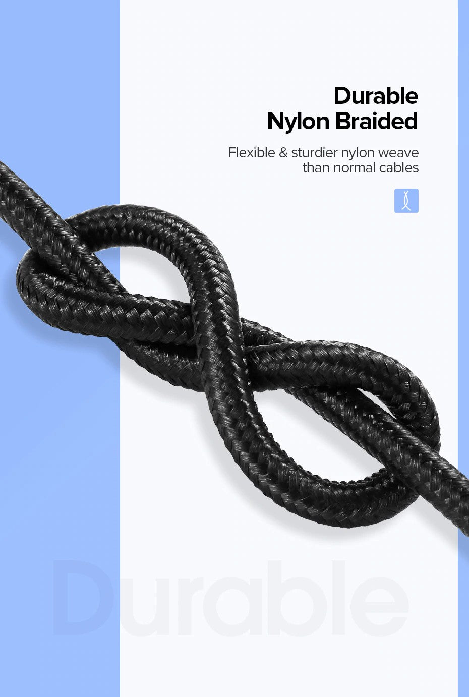 Ugreen USB 2.0A to Type-C Nylon Braid Niclel Plating 1.5M - Black