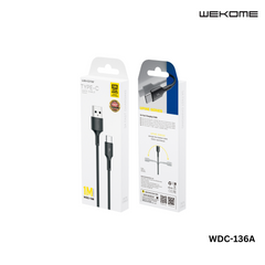 WEKOME Type C Cable (WDC-136A) YOUPIN SERIES 3A DATA CABLE FOR TYPE-C (1M) (3A) (WDC-136A), Type-C Cable, Android Cable, Charging Cable-Black