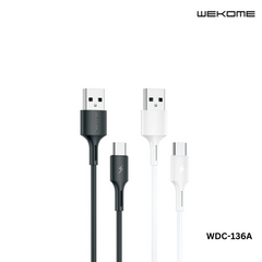 WEKOME Type C Cable (WDC-136A) YOUPIN SERIES 3A DATA CABLE FOR TYPE-C (1M) (3A) (WDC-136A), Type-C Cable, Android Cable, Charging Cable-Black