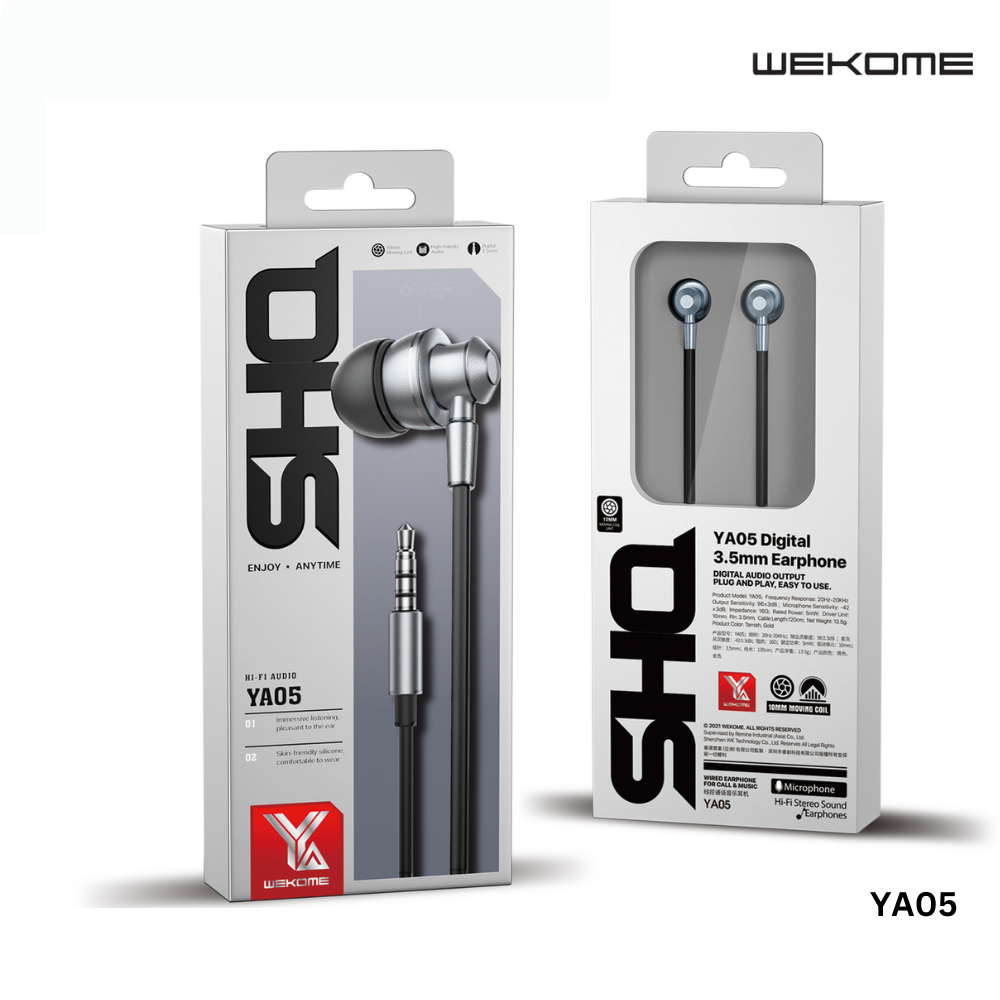 WEKOME YA05 3.5MM SHQ SERIES HI-FI AUDIO WIRED EARPHONE (1.2M), HI-Fi Audio Earphone, Quality  Wired Earphone-Gold
