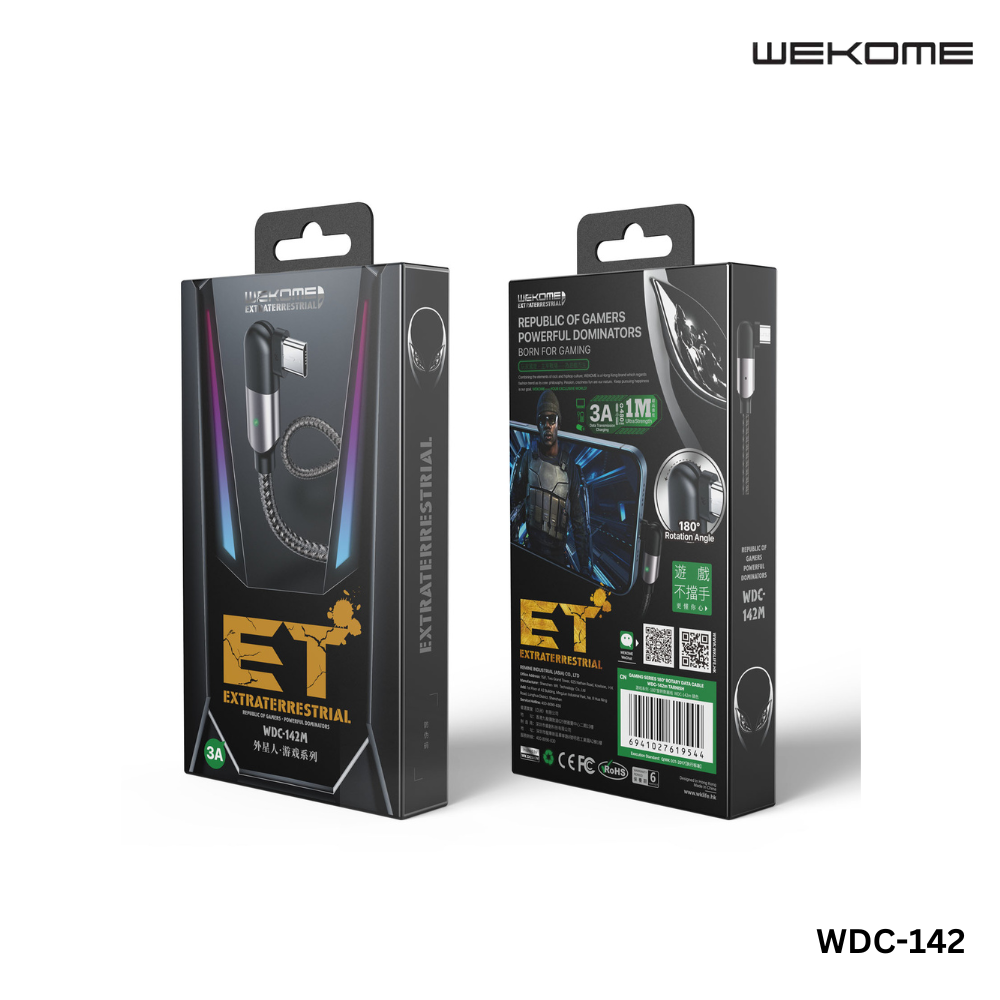 WEKOME Type C Cable GAMING SERIES 3A REBULIC FO GAMES POWERFUL DOMINATORS 180 DEGREE ROTARY DATA CABLE