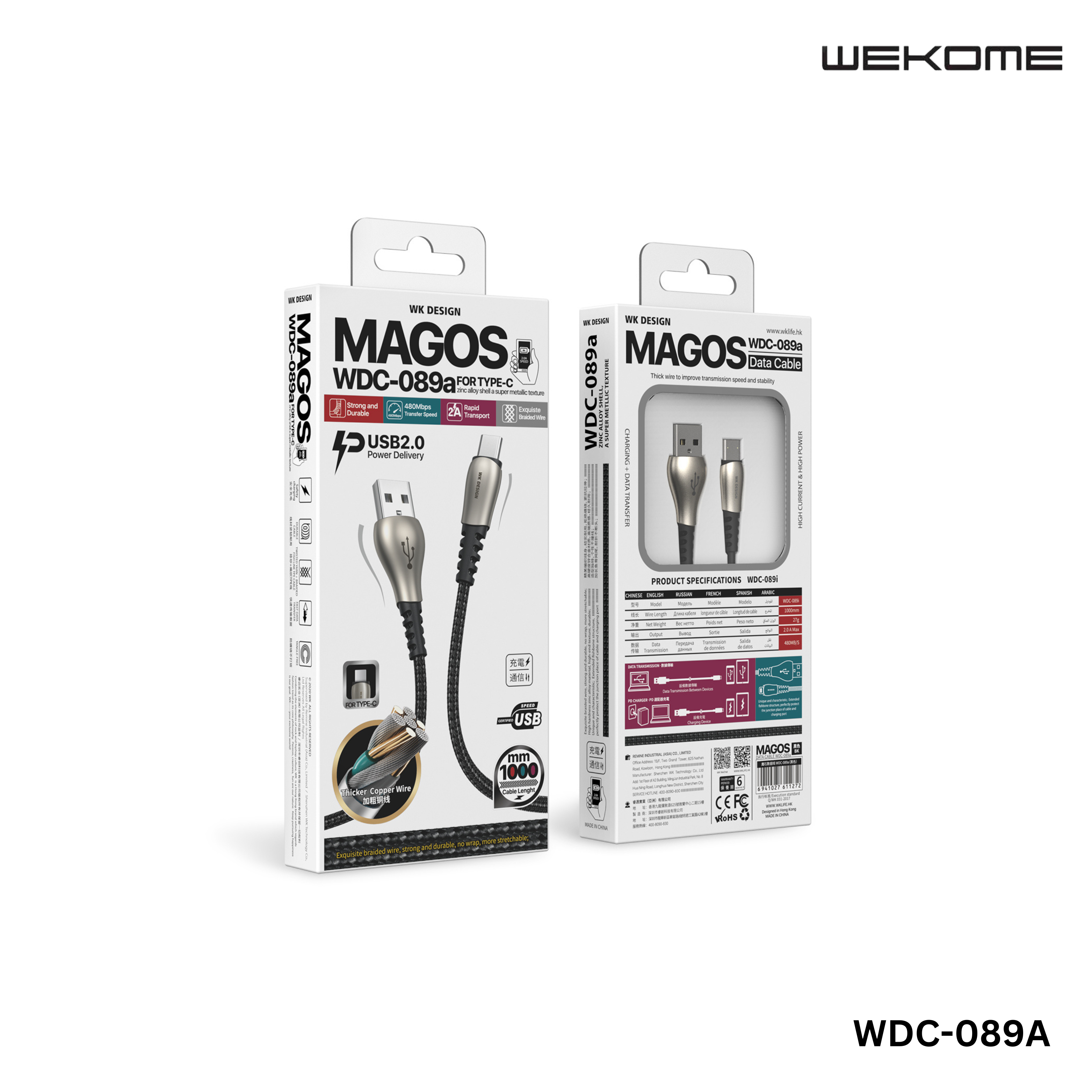 WK (WDC-089A) MAGOS DATA CABLE FOR TYPE-C Cable