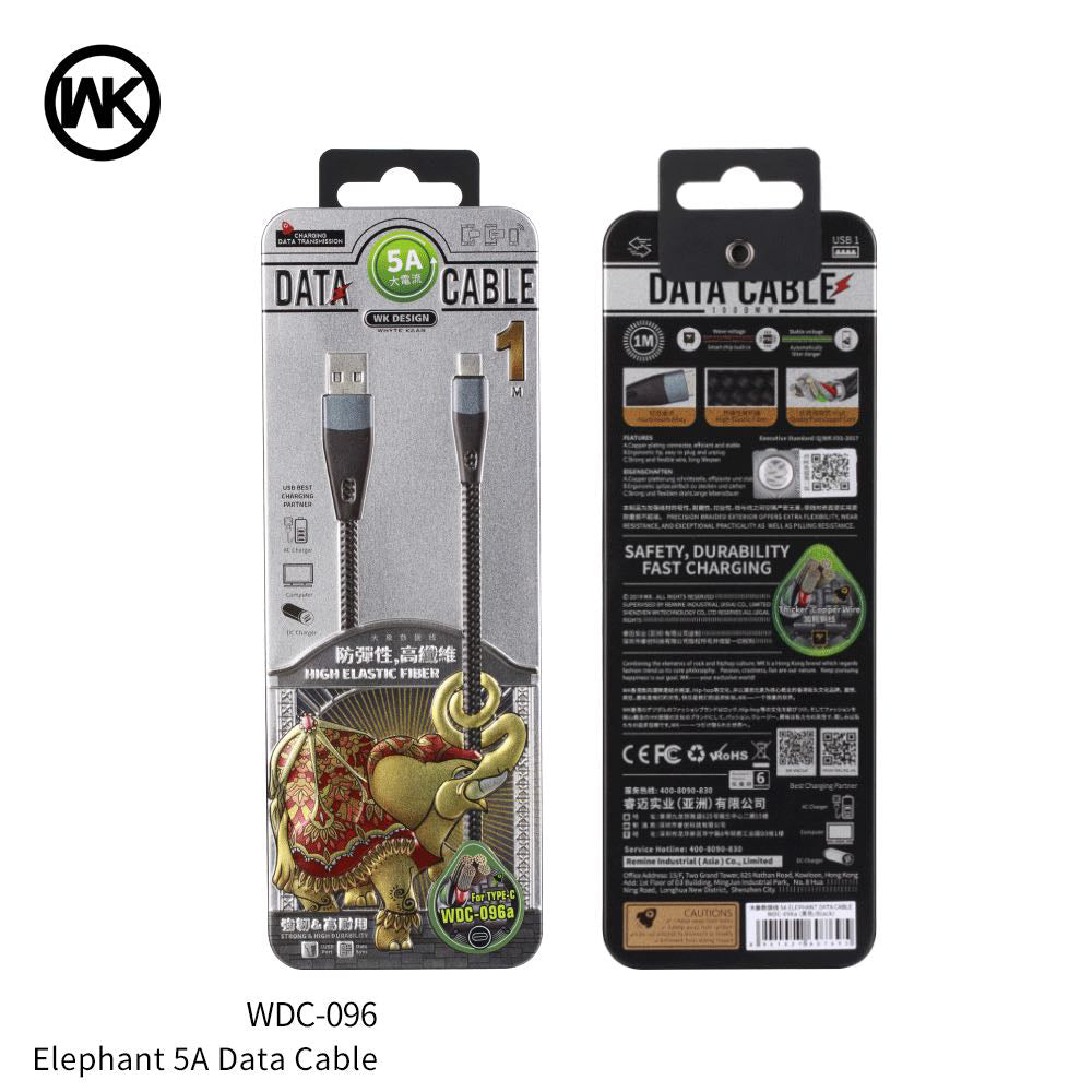 WK ELEPHANT 5A WDC-096A DATA CABLE FOR TYPE.C (1M ) - Black