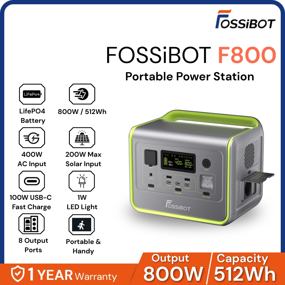 FOSSiBOT - F800 Portable Power Station ( 800W 512Wh ) - Green
