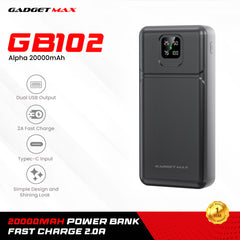 GADGET MAX GB102 Alpha Series 20000mAh Power Bank - Black