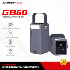 Gadget Max GB60 iMEX Series 60000mAh PD +QC Fast Charging Power Bank(PD 22.5W) - Grey