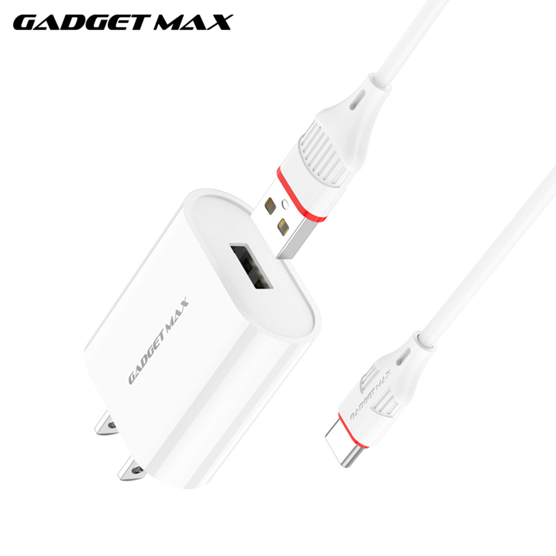 GADGET MAX GC02 TYPE-C 2.4A SINGLE USB PORT SPEEDY TYPE-C CHARGER SET(1USB)(2.4A)(1M)