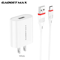 GADGET MAX GC02 TYPE-C 2.4A SINGLE USB PORT SPEEDY TYPE-C CHARGER SET(1USB)(2.4A)(1M)