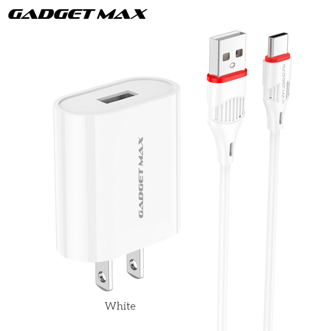 GADGET MAX GC02 MICRO 2.4A SINGLE USB PORT SPEEDY MICRO CHARGER SET (1USB)(2.4A)(1M)