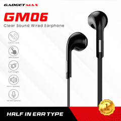 GADGET MAX GM06 CLEAR SOUND WIRED 3.5MM EARPHONE WITH MIC (1.2M) - BLACK