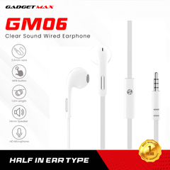 GADGET MAX GM06 CLEAR SOUND WIRED 3.5MM EARPHONE WITH MIC (1.2M) - WHITE