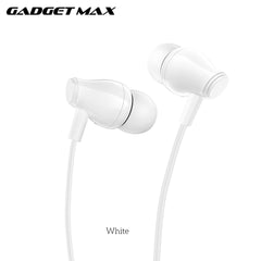 GADGET MAX GM08 UNIVERSAL WIRED 3.5MM EARPHONE WITH MIC (1.2M) - WHITE