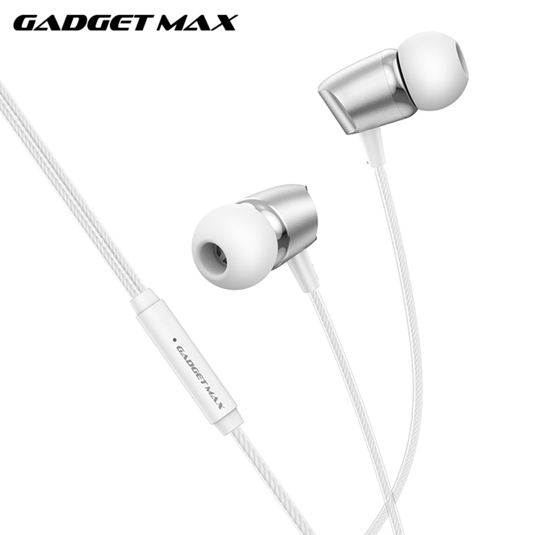GADGET MAX GM09 WIRED CONTROL 3.5MM EARPHONE WITH MIC (1.2M) - WHITE