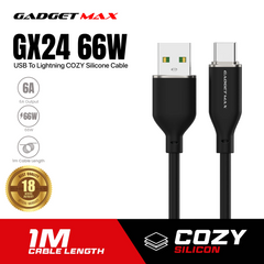 GADGET MAX GX24 66W USB TO TYPE C 6A MAX COZY SILCONE CABLE (6A )(1M) - PINK
