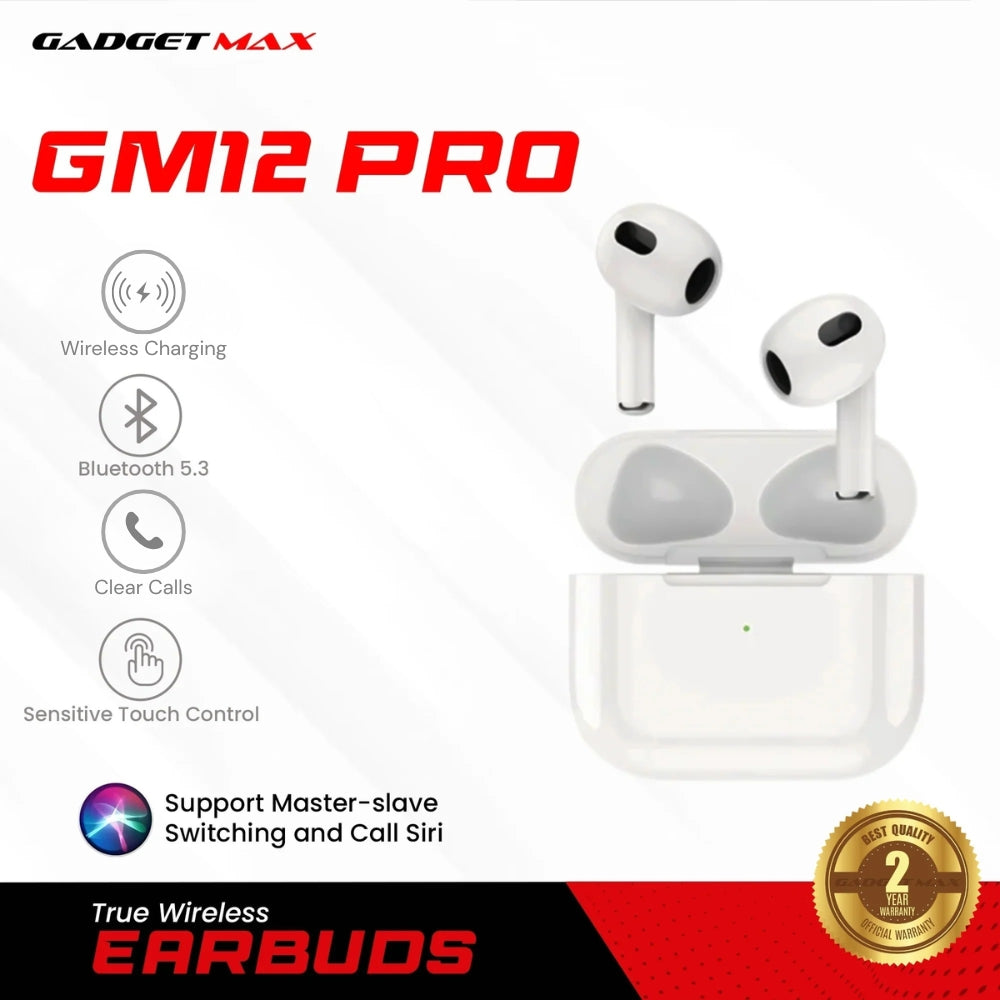 GADGET MAX - GM12 Pro Bluetooth Wireless Earbuds - White